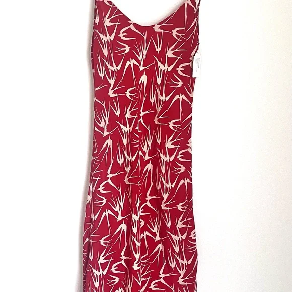 BLU MOON Red Bird Bias High Low 100% Silk Maxi Dress Brand New w/Tags Sz. Small - Picture 3 of 10